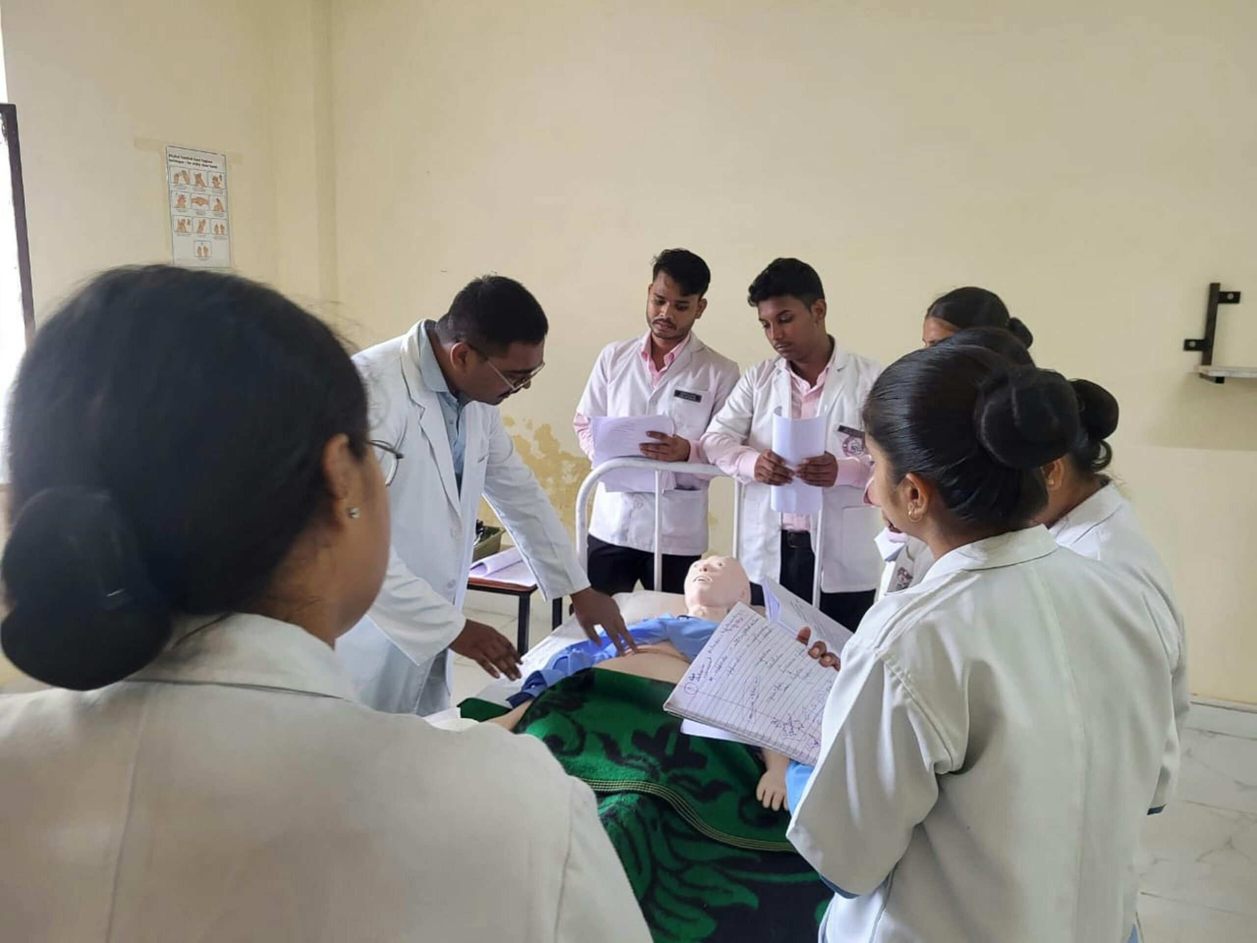 Group of medical students in Lucknow engaged in practical learning.